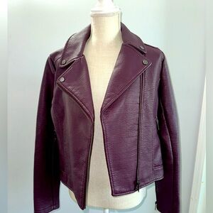 Plum Faux Leather Jacket NWT